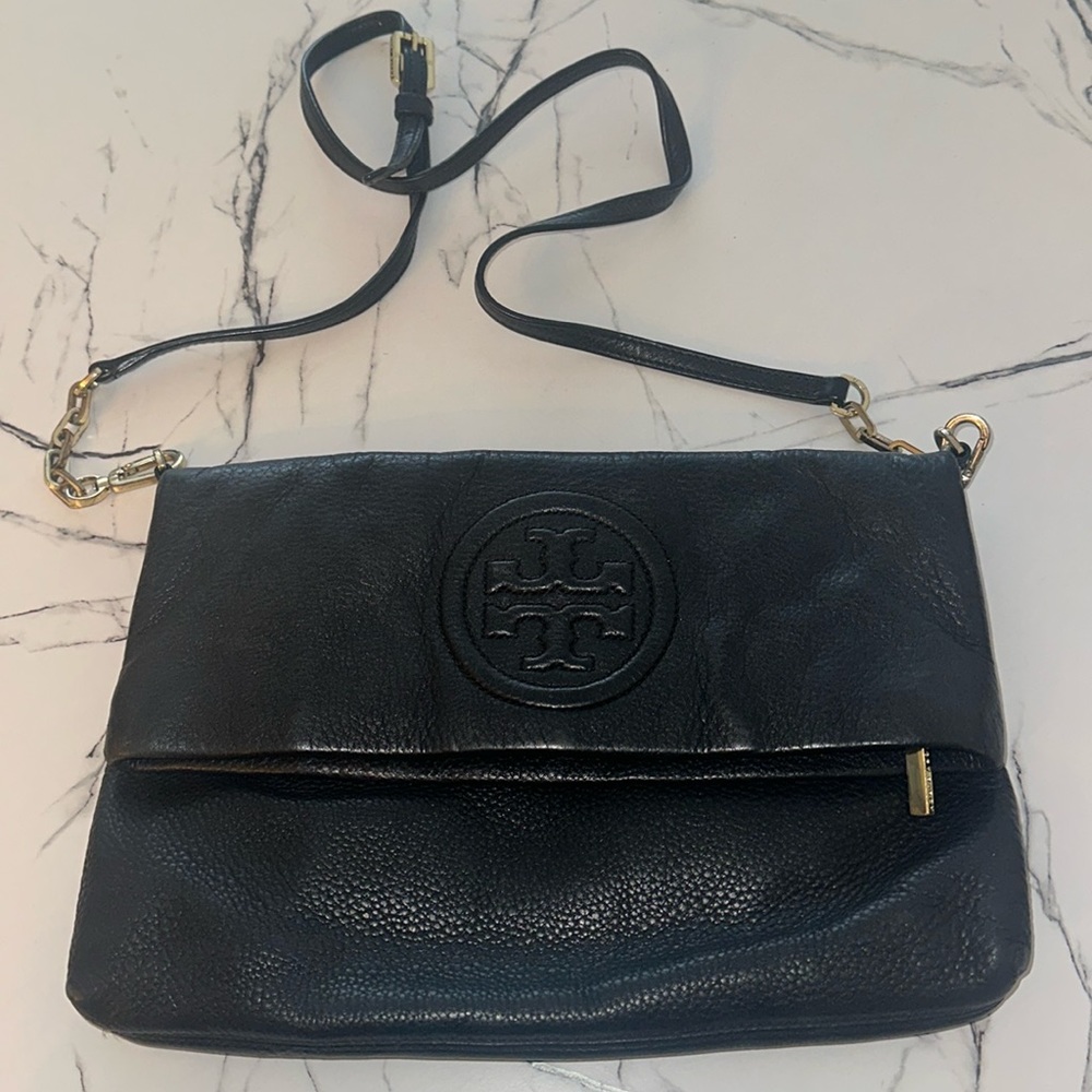 Black leather Tory Burch cross body